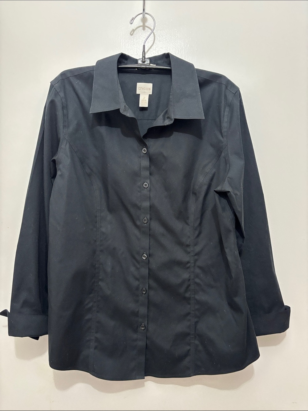 Chico's Black Button-Front Collared Shirt